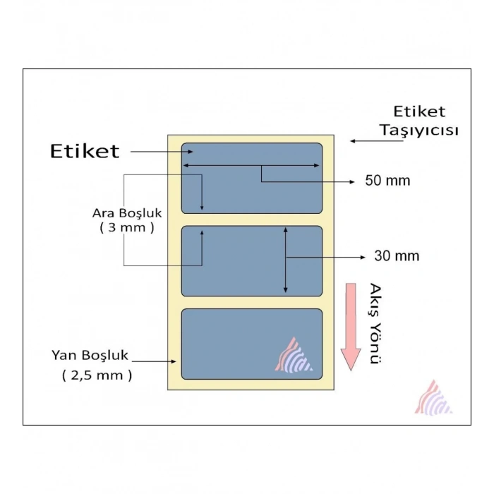 1000li Sarım Tekli Silver Mat Barkod Etiketi 30 X 50