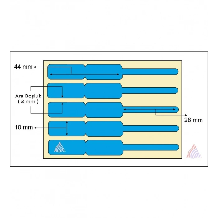 1250 Sarım Kuyumcu Etiketi Renkli Çizgili (İthal ) 10 x 72  Mavi