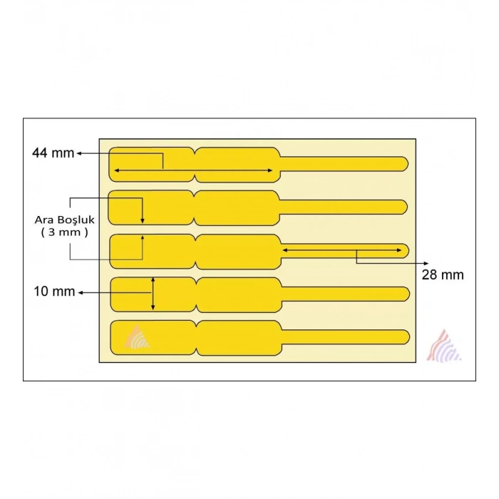 1250 Sarım Kuyumcu Etiketi Renkli Çizgili (ithal ) 10 X 72  Sarı