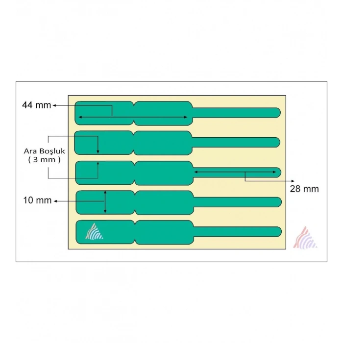 1250 Sarım Kuyumcu Etiketi Renkli Çizgili (ithal ) 10 X 72  Yeşil