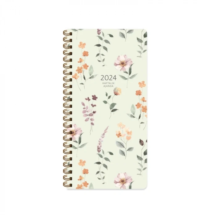 2024 AJANDA KESKİN SPİRALLİ HAFTALIK AJANDA 8x16 CEP ÇİÇEK (830032)