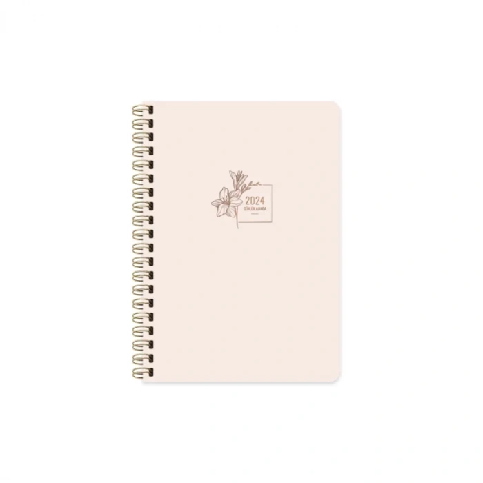 2024 AJANDA KESKİN SPİRALLİ SERT KAPAK GÜNLÜK AJANDA A5 BEJ (830480)