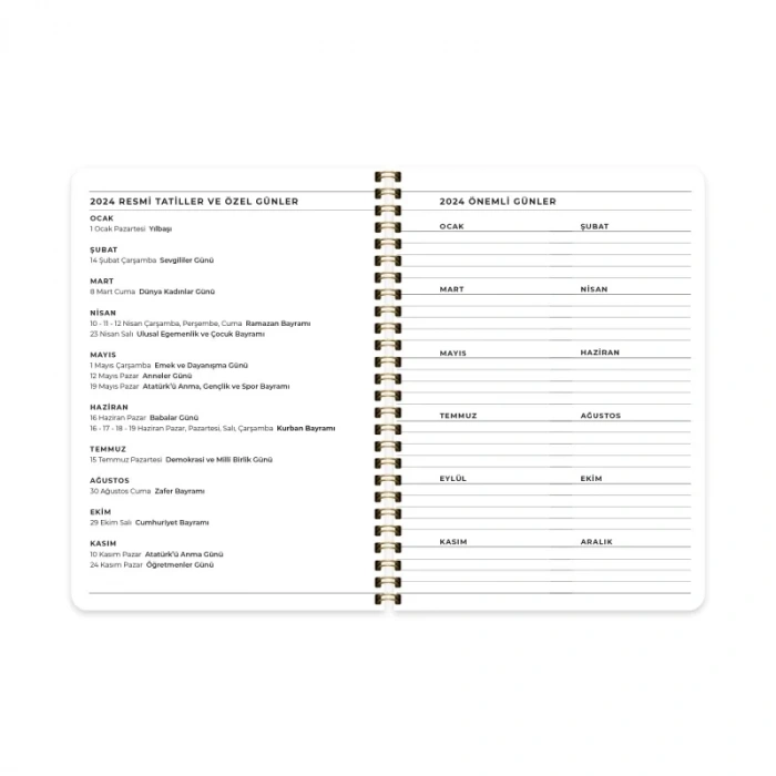 2024 AJANDA KESKİN SPİRALLİ SERT KAPAK GÜNLÜK AJANDA A5 BEJ (830480)