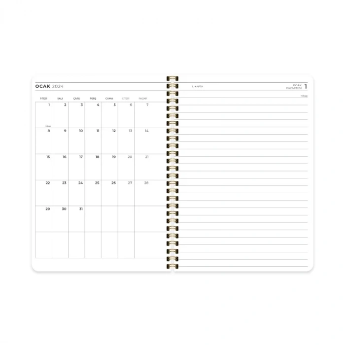 2024 AJANDA KESKİN SPİRALLİ SERT KAPAK GÜNLÜK AJANDA A5 LİLA (830481)