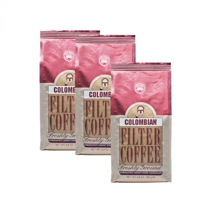 3 Adet Mehmet Efendi Colombian Filter Coffee 250gr Öğütülmüş