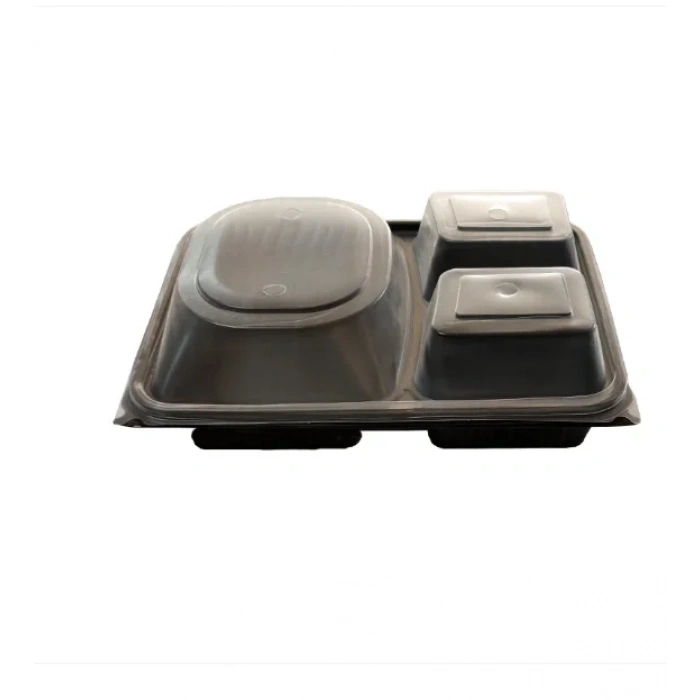 3 Bölmeli Hamburger Kabı Set - V411 ( 50 Adet )