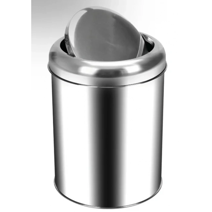5 Lt Pratik Kapaklı Çöp Kovası Paslanmaz ( 1 Adet )
