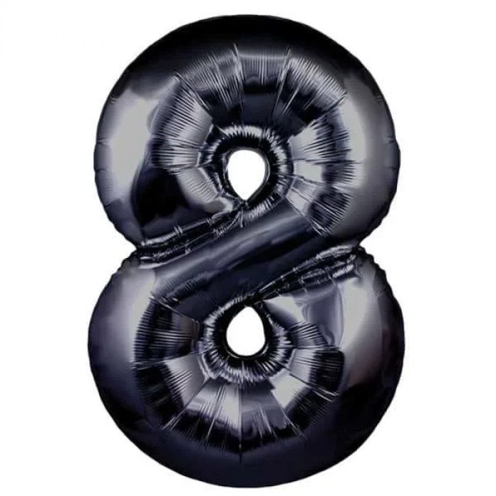 8 Rakamı Siyah Renk Folyo Balon 100 cm