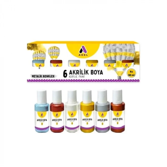 ADEL 6 RENK AKRİLİK BOYA 60 ML METALİK RENK 21880000550