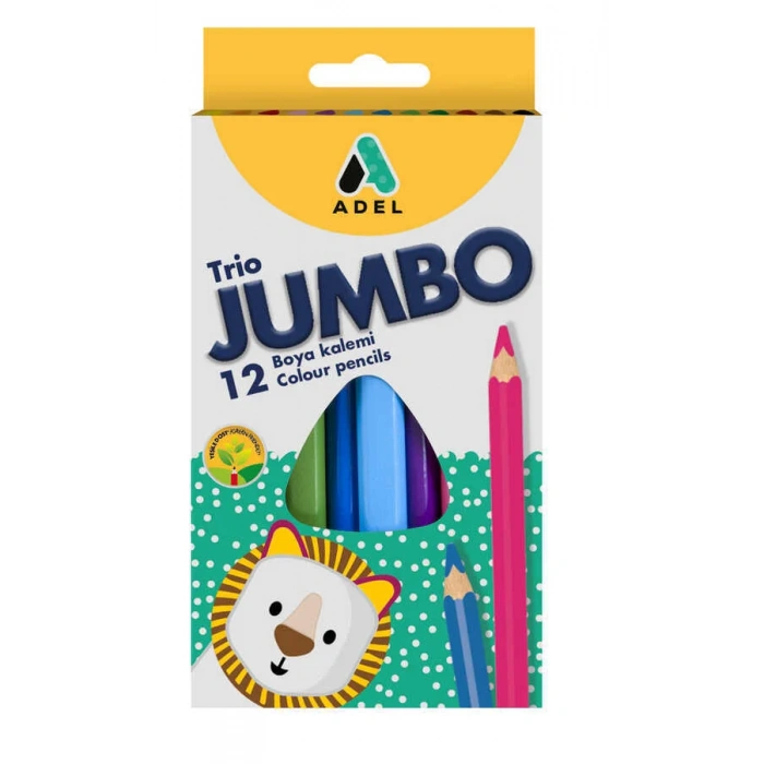 Adel Boya Kalemi Jumbo Üçgen Tam Boy 12 Renk