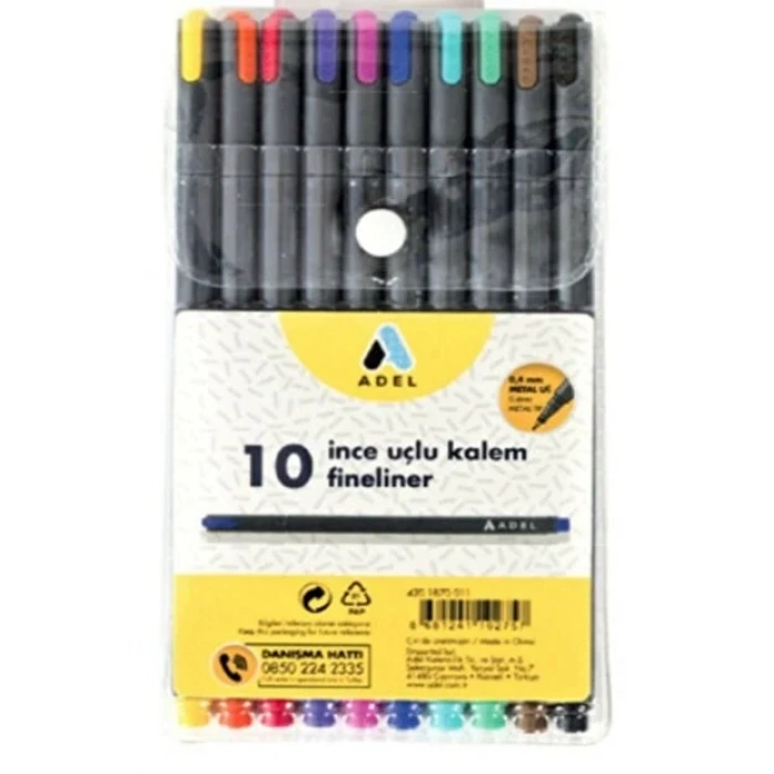 Adel Fineliner İnce Uçlu Kalem 10lu Set