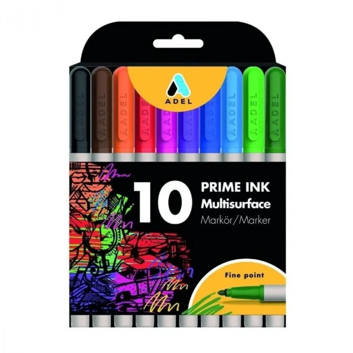 Adel Prime Ink Multisurface Marker 10lu Klasik