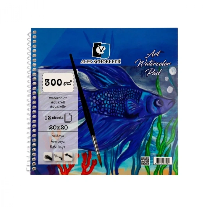Alex Schoeller Art Sulu Boya Defteri 300gr 20X20cm 12yp Spiralli ALX 3961