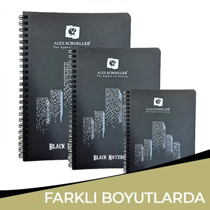 Alex Schoeller Black Notebook Siyah Defter Spiralli 120g 60 Yaprak