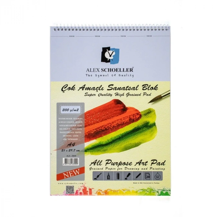 Alex Schoeller Çok Amaçlı Resim Defteri 200gr A4 20yp ALX-3909