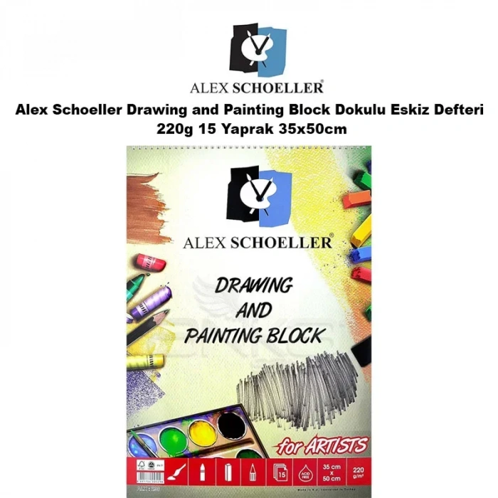 Alex Schoeller Drawing and Painting Block Dokulu Eskiz Defteri 220g 15 Yaprak 35x50cm