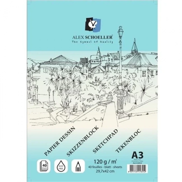 Alex Schoeller Eskiz Blok Defter 120gr A3 40 Yaprak ALX 0452