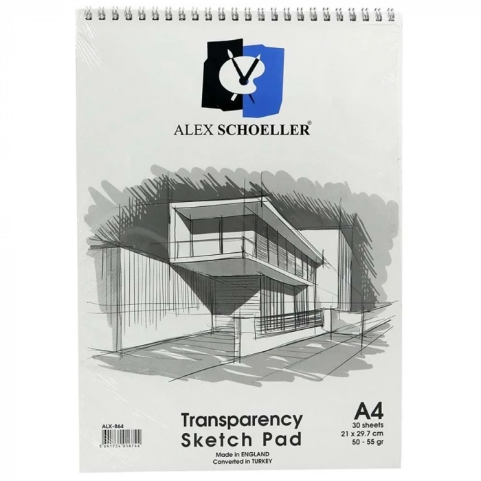 Alex Schoeller Eskiz Blok Transparan Spiralli 50/55gr A4 30 Yaprak ALX 864
