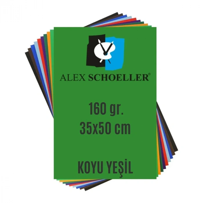 Alex Schoeller Fon Kartonu 160gr 35x50cm 60 Koyu Yeşil