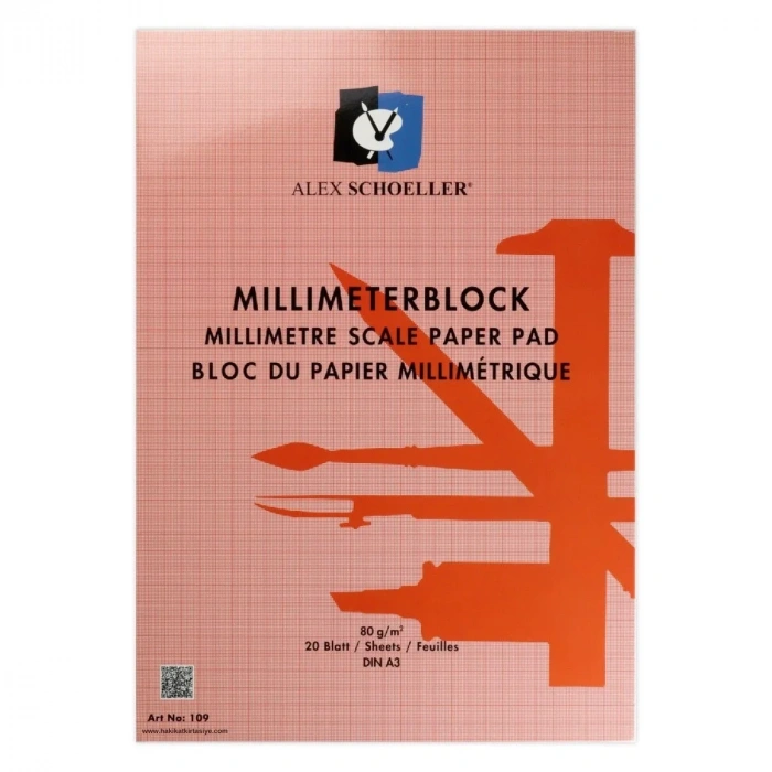 Alex Schoeller Milimetrik Blok A3 80gr 20yp Kırmızı