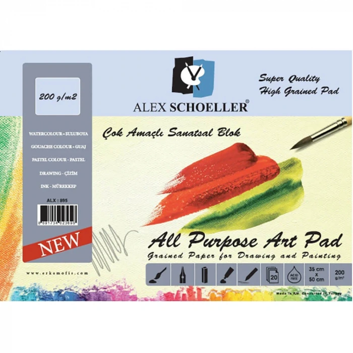 Alex Schoeller Resim Defteri Spiralli 200 gr 35x50 cm 15li