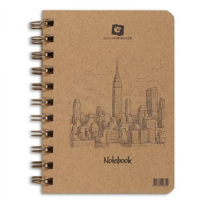 Alex Schoeller Spiralli Sert Kapak Kareli Defter 70g 80 Yaprak