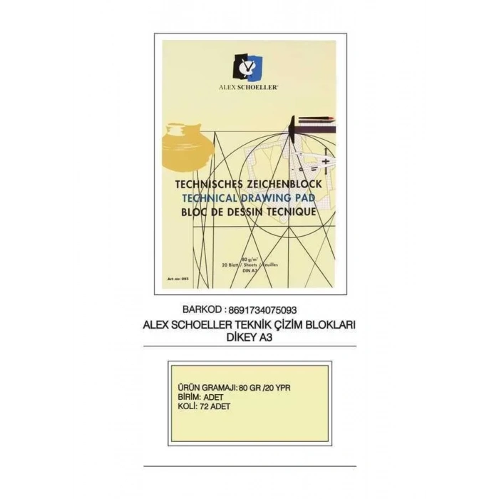 Alex Schoeller Teknik Dik Blok A3 20 Yaprak 80 Gr
