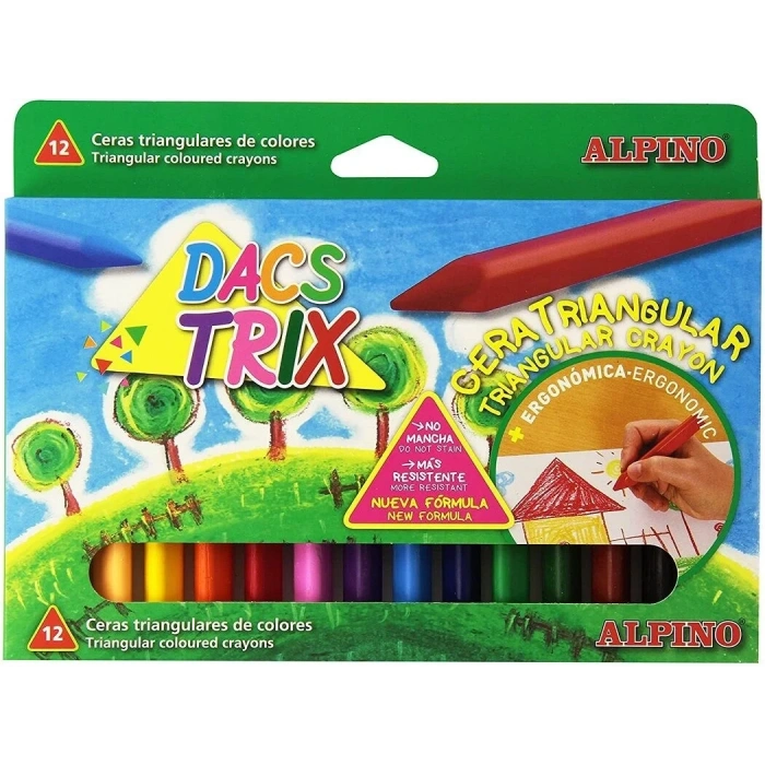 Alpino Dacstrix Üçgen Mum Boya 12 Renk Plastik Çantalı
