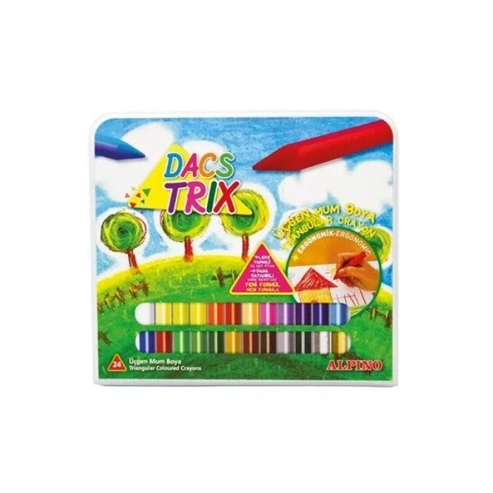 Alpino Dacstrix Üçgen Mum Boya 24 Renk Plastik Çantalı