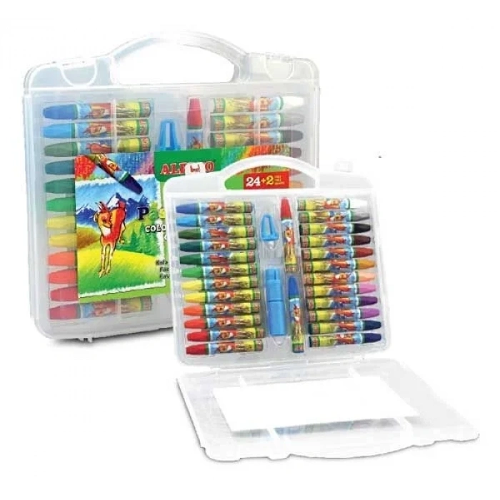 Alpino Yağlı Pastel Boya 24+2 Renk Plastik Çantalı
