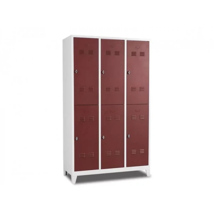 Altı Kapılı Soyunma Dolabı Kahverenk Gri (yarım Boy Kapılı)