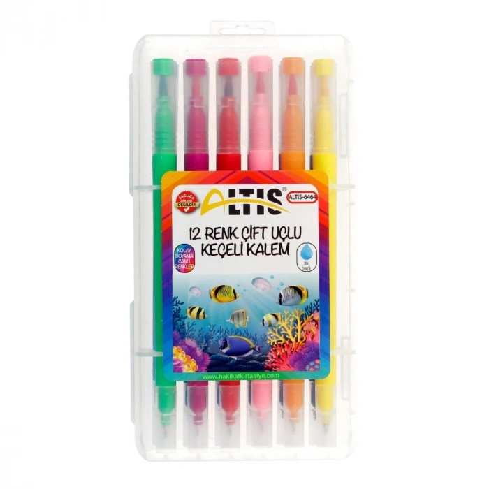 Altis Çift Uçlu Keçeli Kalem Seti 12 Renk Plastik Kutu