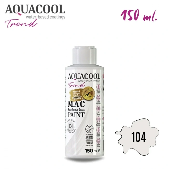 Aquacool Multi Akrilik Boya 150ml 104 Antik Beyaz