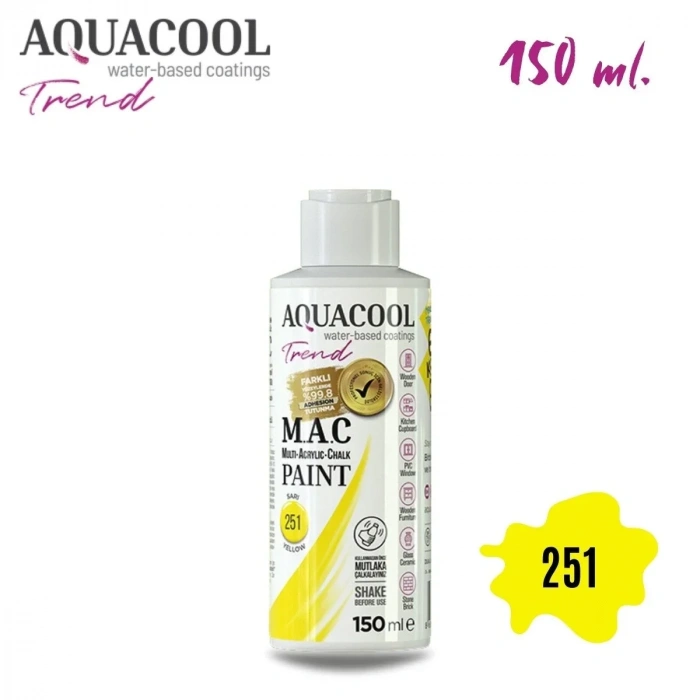 Aquacool Multi Akrilik Boya 150ml 251 Sarı