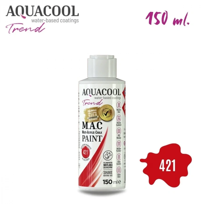 Aquacool Multi Akrilik Boya 150ml 421 Bayrak Kırmızı