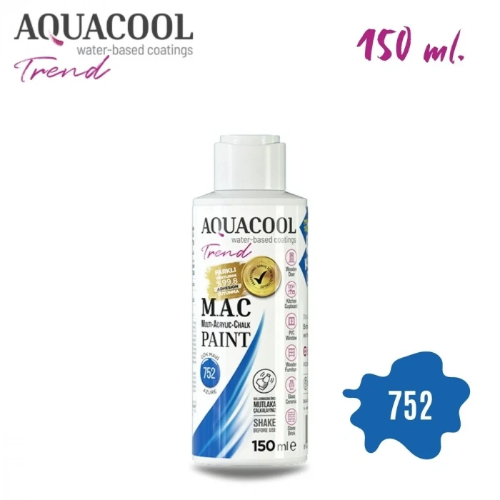 Aquacool Multi Akrilik Boya 150ml 752 Gök Mavisi