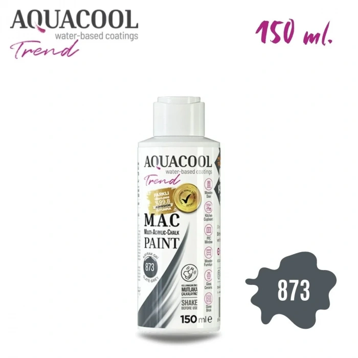 Aquacool Multi Akrilik Boya 150ml 873 Kayrak Gri