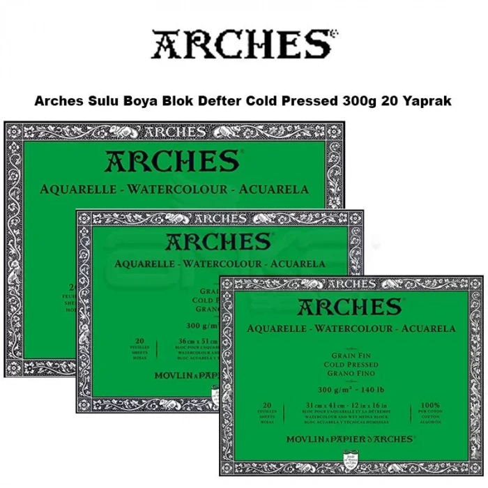 Arches Sulu Boya Blok Defter Cold Pressed 300g 20 Yaprak