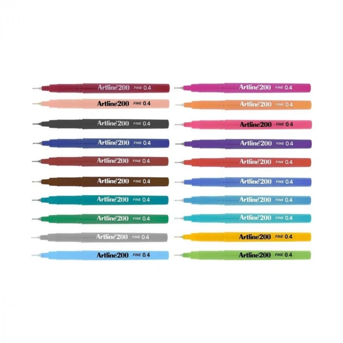 Artline 200 Fineliner 0.4 mm. İnce Uçlu Yazı ve Çizim Kalemi Seti 20 RENK