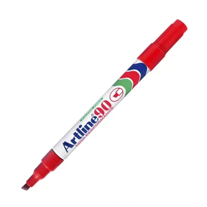 ARTLİNE EK-90 PERMANENT MARKÖR KOLİ KALEMİ KESİK UÇ KIRMIZI