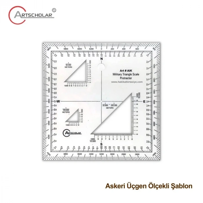 Artscholar Askeri Üçgen Ölçekli Şablon Akrilik 15x15cm
