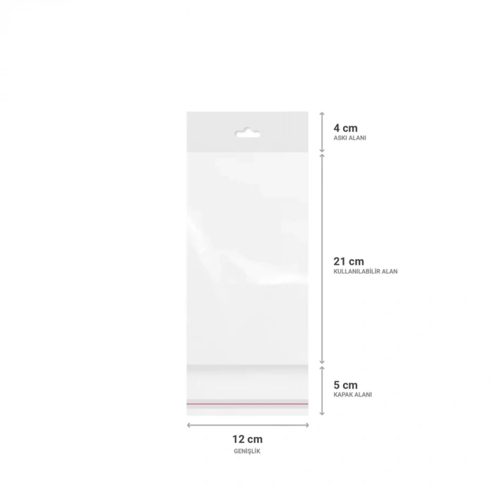Askılı (Meksika Şapka) Bantlı Şeffaf Opp Torba 12x21+9 cm - 500 Adet