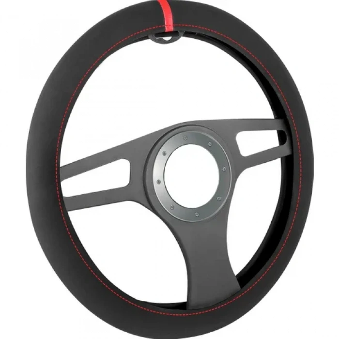 AUTOMİX 44338 ALCANTARA DİREKSİYON KILIFI TEK ÇİZGİ KIRMIZI