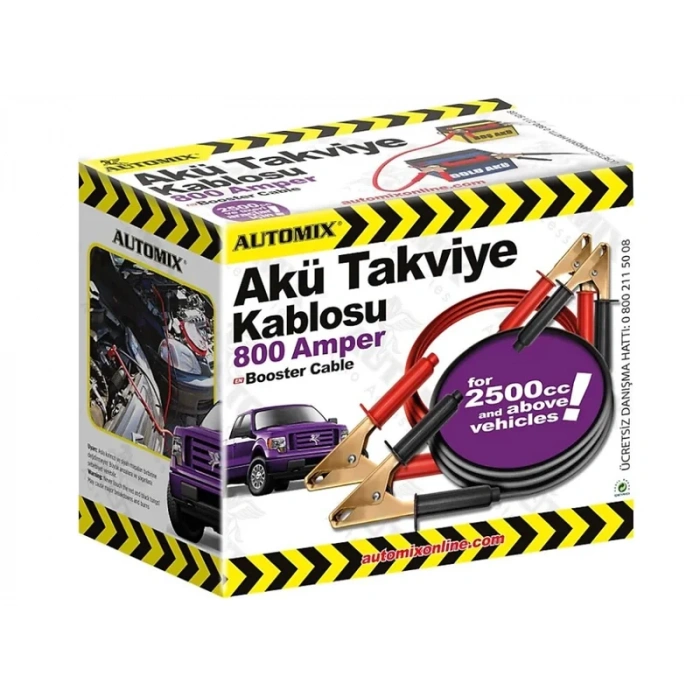 AUTOMİX 44413 AKÜ TAKVİYE KABLOSU 800A (2500cc ve ÜZERİ ARAÇLAR İÇİN)