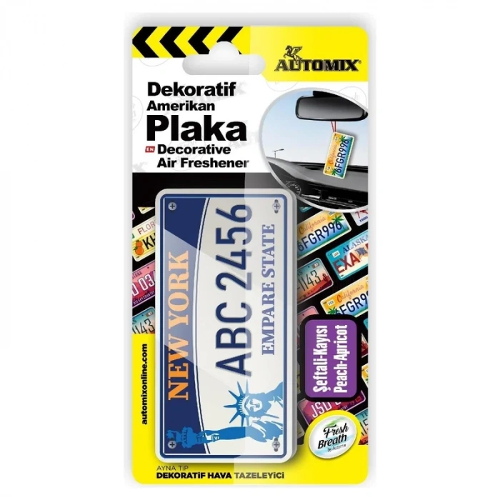 Automix 44622 Ayna Tip Plaka Dekoratif Hava Tazeleyici Araç Kokusu New York Şeftali Kayısı