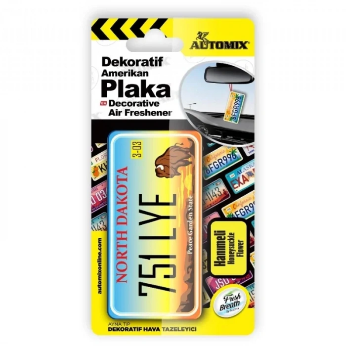 AUTOMİX 44623 AYNA TİP PLAKA DEKORATİF HAVA TAZELEYİCİ ARAÇ KOKUSU NORTH DAKOTA HANIMELİ