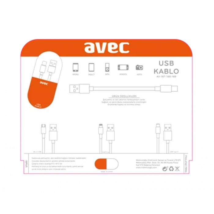 AVEC AV-187 Micro USB Kablo
