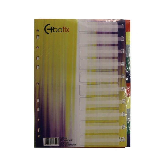 Bafix Seperatör 10 Renkli Plastik A4