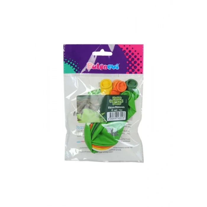 Balonevi Pastel Vahşi Jurassic Parti Baskılı Balon 8li (8013)