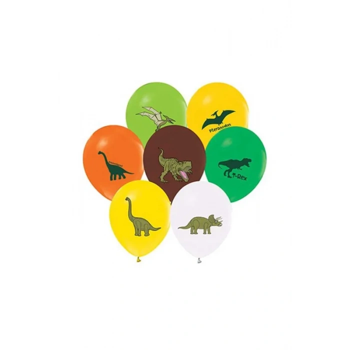 Balonevi Pastel Vahşi Jurassic Parti Baskılı Balon 8li (8013)